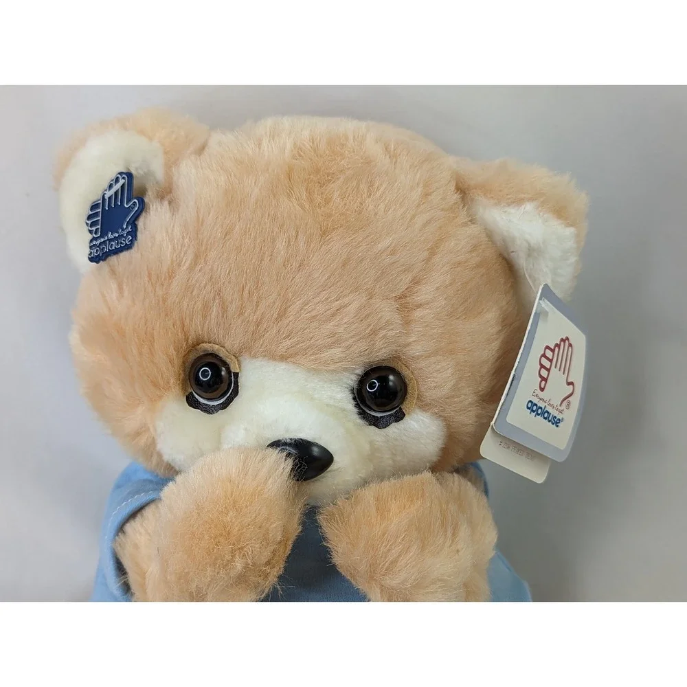 Applause Prayer Bear Plush‎ 11 Inch Blue Shirt 1984 Stuffed Animal Toy
